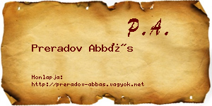 Preradov Abbás névjegykártya